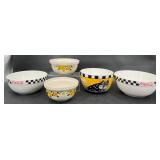 5 Bowls ï¿½ Coca-Cola, Sunflower & Whimsical Cat