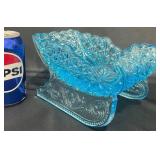 L. G. Wright Blue Glass Sleigh Candy Dish