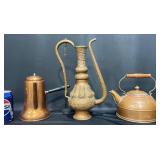 3 Vntg Copper Pitchersï¿½Revere, India & Coppercraft