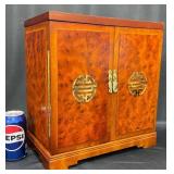 Asian-Style Jewelry Cabinet w Brass Accents