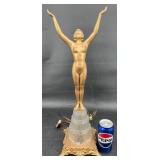 Art Deco-Style Nude Lamp w Glass Base Works