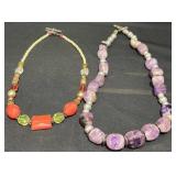 2 Faux Pearl Beaded Necklaces ï¿½ Amethyst, Quartz