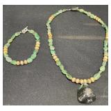 Emerald Nugget Necklace & Bracelet Set