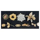 7 Pins Brooches ï¿½ Signed Eisenberg, Avon, Monet+