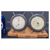 Airguide Thermometer & Barometer w Wood Base