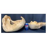 2 Large Hand-Carved Burl Wood Bowls
