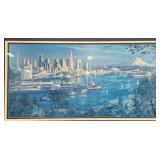 Framed Seattle Cityscape Art Print by M. Johnson