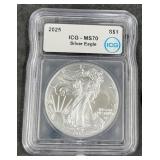 2025 Silver Eagle Dollar Coin ICG-MS70