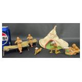 5 Vintage Lead Toy Soldiers, 2 Stretchers & Tent