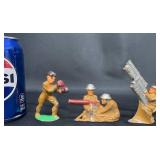 3 Vintage Manoil Barlay Lead Toy Soldiers- Boxing+