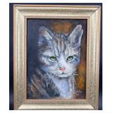 Original Cat Painting by Blue Bond 15 x 12, Framed