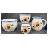 Vntg Handmade Portland Pottery Pitcher & 3 Pots