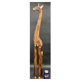 40" Tall Wooden Giraffe Sculpture