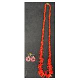 Red Branch Coral Necklaceï¿½& Om Mani Padme Earrings