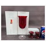 2 PartyLite Ruby Red Stemmed Votive Candleholders+