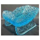 L. G. Wright Blue Glass Sleigh Candy Dish