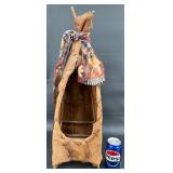 Vntg Handcrafted Native American Leather Papoose