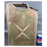 Vintage 5 Gal Jerry Metal Gas Can US Military