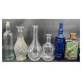 6 Vintage Glass Bottles &ï¿½Decanters ï¿½ï¿½Ezra Brooks+