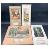 4 Antique Scenic Calendars ï¿½ 1917, 1921, 1926