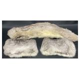 Silver Fur Collar Scarf & Pair of Fur Cuffs