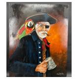 Original Pirate With Parrot Painting by Blue Bond