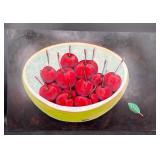 Original Bowl of Cherries Painting by Blue Bond