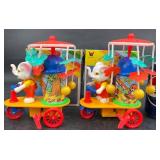 2 New Wind-Up Musical Elephants on Tricycles