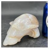 Carved Agate Skull w Crystal Features