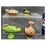 4 Ocarinas Folk Art Vessel Flute Whistlesï¿½ Turtle+