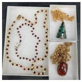 Beaded Necklace & 2 Stone Necklaces