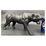 Vintage Leather Wrapped Black Panther Figure