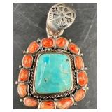 Studio Barse Sterling, Coral & Turquoise Pendant