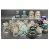 20 Vintage Glass Insulators Various Colors