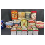 16 Assorted Decorative Tin Containers