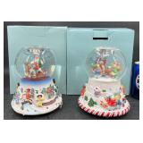 2 PartyLite Holiday Musical Tealight Snow Globes