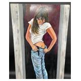 Original Girl w Tattoo Blue Bond Painting 36"ï¿½24"