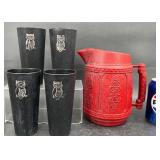 Vntg Vollrath Plastic Pitcher, Vntg Nasco Owl Cups