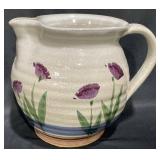 Studio Art Pottery Pitcher Floral Design