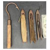 Vintage Fishing Net RepairShuttles & Gaffing Hook