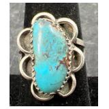Sterling Silver & Turquoise Ring Sz 8