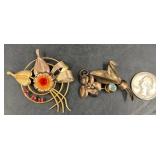 2 Vintage 1/20 12K GF Brooches Pins