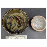 2 Vntg Studio Art Pottery Ashtrays- Orcas Island +