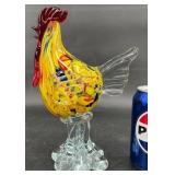 Glass Art Multicolored Rooster Figurine