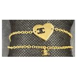 Celine Heart & Charm Double Chain Bracelet Italy