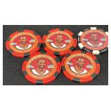 5 NBA All-Star Topps Kobe Bryant Poker Chips 2005