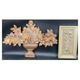 Vintage Wall Art  Floral Plaque & Spring Tulips