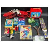 Vintage Toys Lot  Moon Shoes, Lunch Box, PEZ+