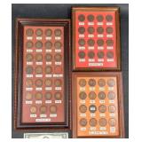 3 Framed British Coin Sets  George V & VI +