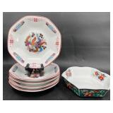 5 Vntg Chinese Porcelain Plates & Arita Ware Bowl
